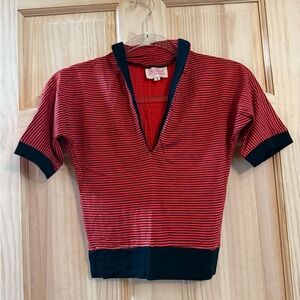 Freddie’s of Pinewood retro vintage Red and Black Striped Women's Top